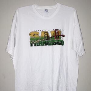 USA Men's XL White Cotton SF San Francisco Graphic Crew Neck Short Sleeve Tee